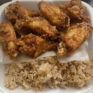 Honey garlic wings and fried rice
