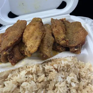 Lemon pepper wings al flats with fried rice