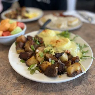 Crab Cake Benedict w fruit