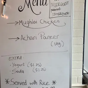 Daily menu
