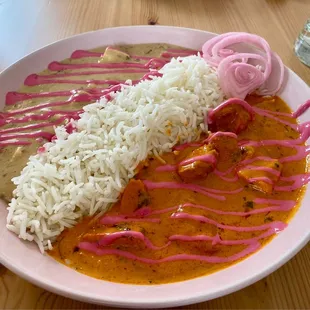 Half White Shahi Paneer &amp; half Smoked Butter Chicken