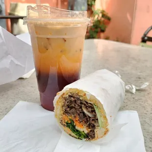 Beef Banh Mi w/ Thai Tea