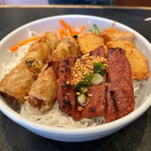 a bowl of asian food