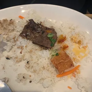 Beef and shrimp. Was delish.  Very fresh and flavorful.