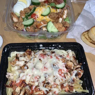 Cobb salad Chicken fettuccine Alfredo