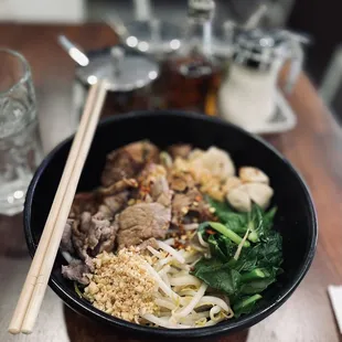 MLHTK Beef Noodles (dried with the soup). I ordered it with the thin rice noodles.
