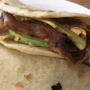 Bean, cheese, avocado &amp; bacon.