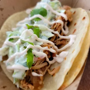 Chicken adobo tacos