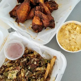 Cheesesteak fries, Gouda Mac and cheese, and the best classic Buffalo wings you'll ever have.