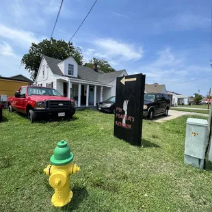 Watch for this sign on the corner or you might drive right past!