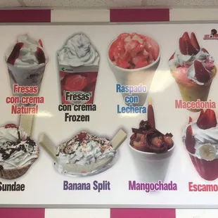 a variety of ice creams