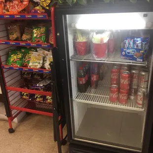 a mini fridge in a grocery store