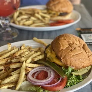Veggie burger and classic burgers. 2 patties on each!
