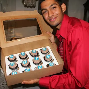 Happy recipient of some delicious triple chocolate cupcakes