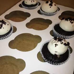 Chocolate cupcakes with strawberry filling