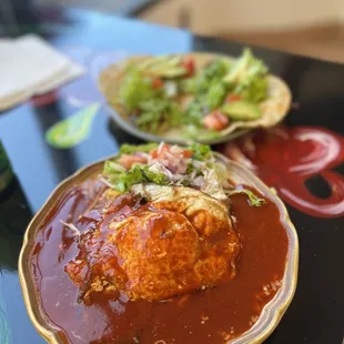 two plates of food on a table