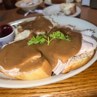 HALF of the Open Faced Turkey Sandwich