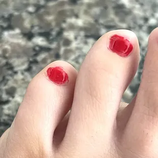 Sloppy. Extra paint on skin