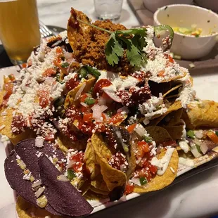 Spicy chorizo nachos.