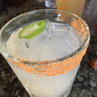 Spicy Marg, fresh lime, well balanced, not full of sugar marg mix!