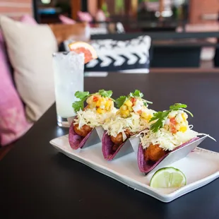 three tacos on a plate