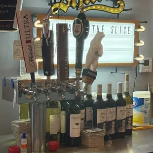 Beer taps: Michelob Ultra, Revolver, Manhatten Half Life, Spaten, and Alaskan white ale.