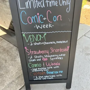 COMIC CON SPECIAL DRINKS