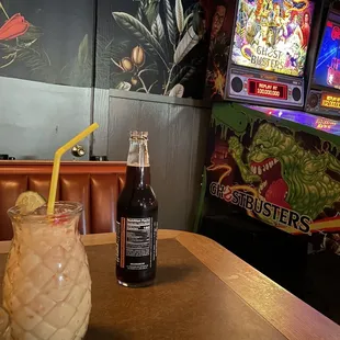 Table near pinball machines