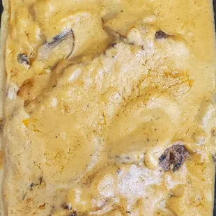 Meatloaf and mashed potatoes smothered in homemade mushroom onion gravy