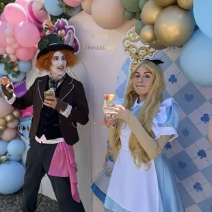 Alice and The Mad Hatter at our daughter&apos;s One-derland first birthday party!!