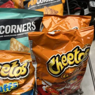 a variety of cheetoe chips