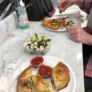 Calzone and pizza