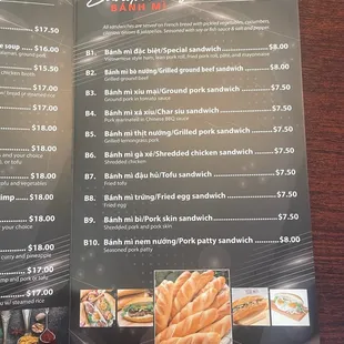 My Pho Sandwiches Menu 4/2023