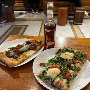 Eggplant Parmesan Pizza, Sun-dried Tomato Pizza Slice Four slices total, they are cut in halves and bigger than this picture does justice.
