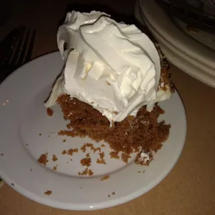 Carrot cake topped with ice cream... Necessary