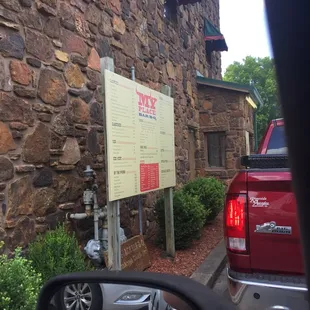 The menu at Drive-in window