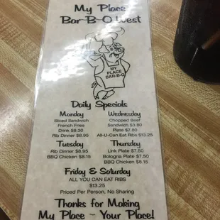 menu
