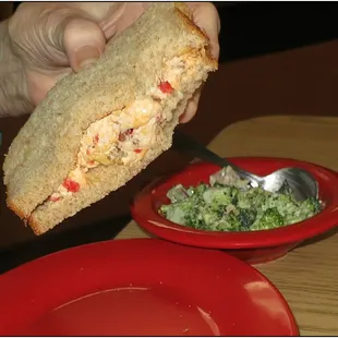 Pimento Cheese Sandwich with Broccoli Salad