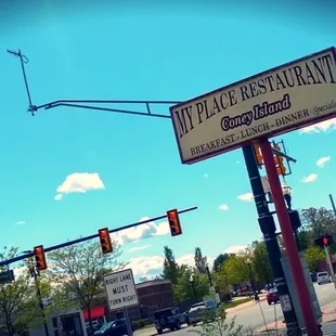 a street corner with traffic lights