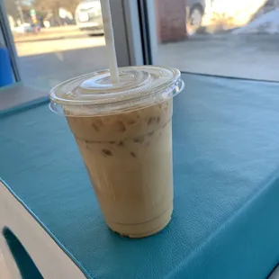 Iced vanilla latte with almond milk