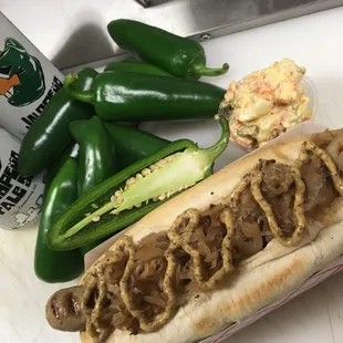 German style BEER BRAT made and cooked with BIRDSONG Jalapeño Pale Ale