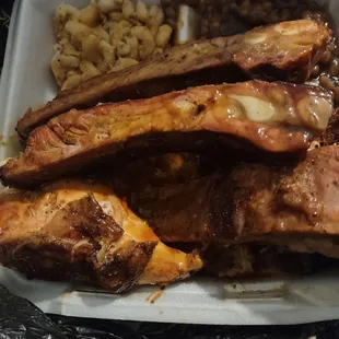Rib and Chicken dinner with the 2 sides. Tender ribs always.