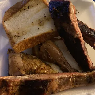 2 big ribs and one very small rib, a thigh and a leg.