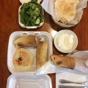 Beef shwarma times 2 with hummus and salad.  That&apos;s how royalty eats