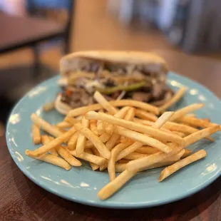 Philly Cheese Steak with fries