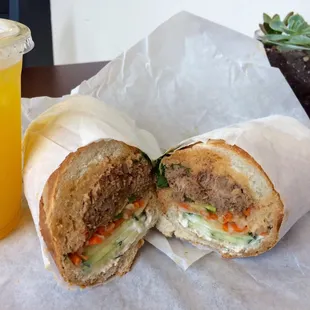Sweet pork banh mi sandwich. Generous filling even if it&apos;s not the most authentic. Great spot for lunch and for great cause!