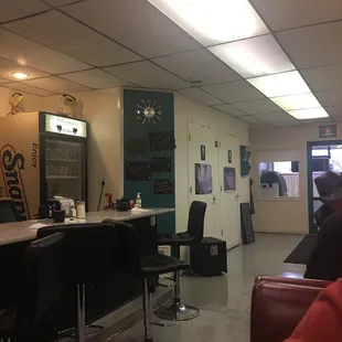 Sitting inside looking towards the door