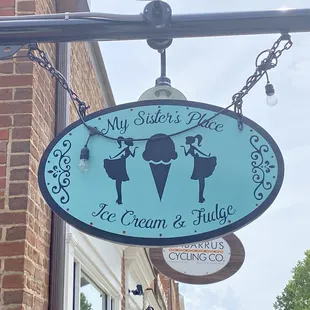 a sign for the ice cream parlor
