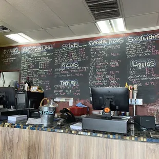 Menu behind the counter