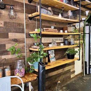 shelves with plants on them